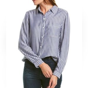 Beach lunch lounge oversized flowy stripped soft button-down shirt size XS